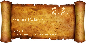 Ruman Patrik névjegykártya